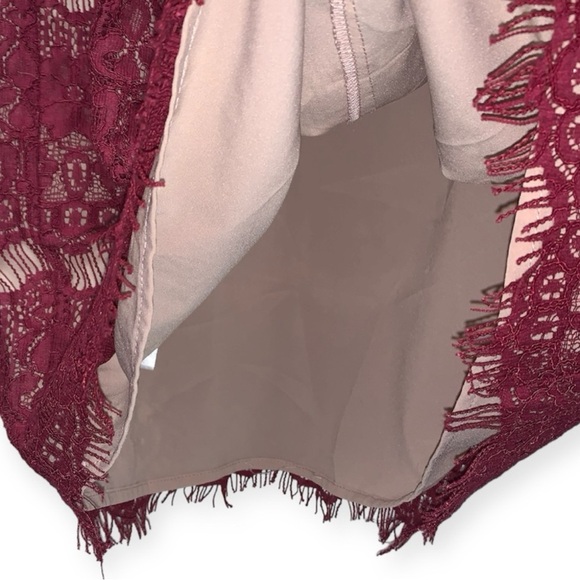 Anthropologie Maeve Elsa Burgundy Lace Peplum Lined Dress Size XS - Picture 8 of 11